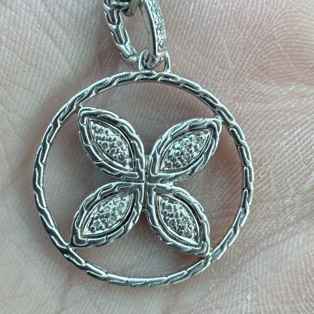 John Hardy Classic Chain Floral Medallion Pendant Necklace Sterling Silver 925